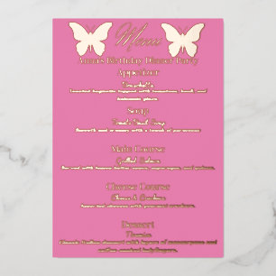 Butterfly-Themed Birthday Dinner Party Menu