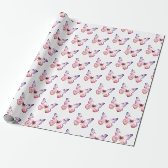 Butterfly Themed Wrapping Paper (Unrolled)