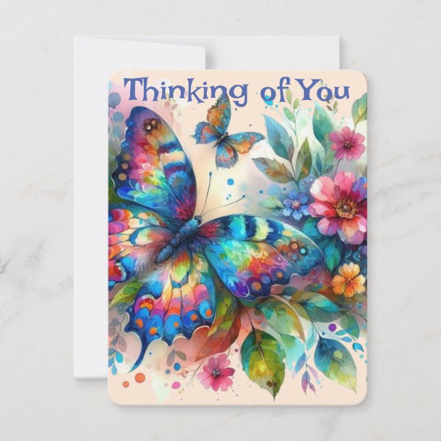 Butterfly Thinking of You Personalised Card (Front)