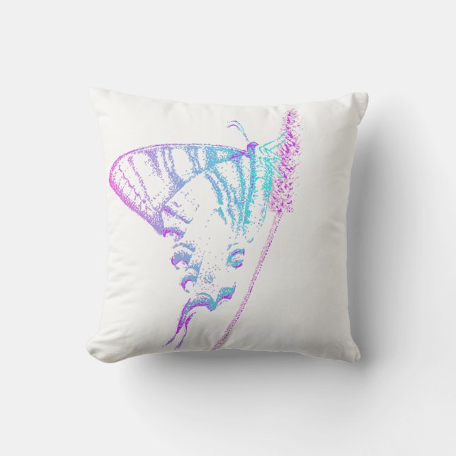 Butterfly Throw Cushion in teal and pink (Front)