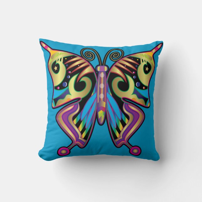 Butterfly throw pillow two sided colours home deco (Front)