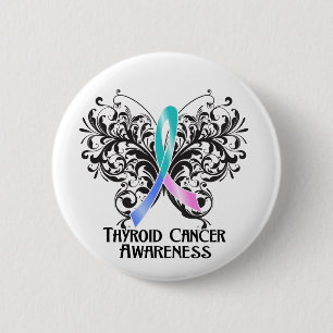 Butterfly Thyroid Cancer Awareness 6 Cm Round Badge
