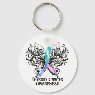 Butterfly Thyroid Cancer Awareness Key Ring