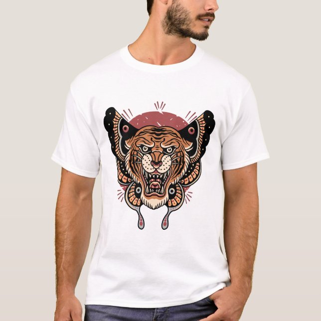 Butterfly tiger  tattoo design   T-Shirt (Front)