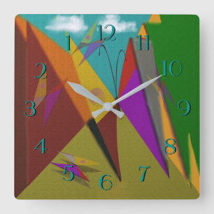 Butterfly Time Square Wall Clock