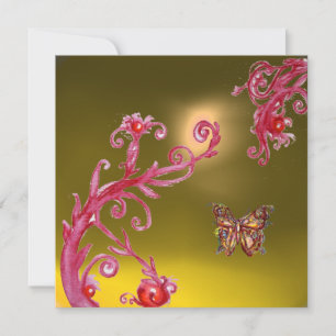 BUTTERFLY TOPAZ YELLOW bright pink,red Invitation