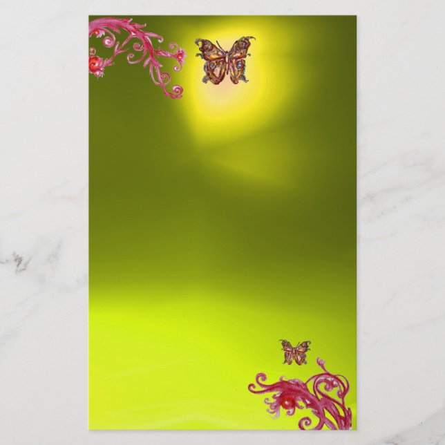 BUTTERFLY , topaz yellow red pink blue Stationery (Front)