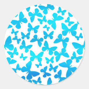 Butterfly Toss (Blue) Classic Round Sticker