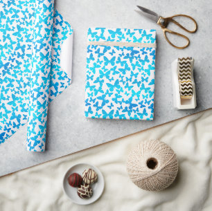 Butterfly Toss (Blue) Wrapping Paper