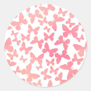 Butterfly Toss (Peach) Classic Round Sticker