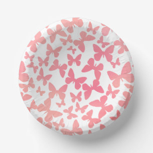 Butterfly Toss (Peach) Paper Plate