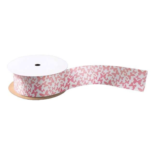 Butterfly Toss (Peach) Satin Ribbon (Spool)