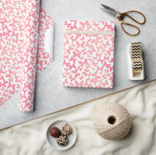 Butterfly Toss (Peach) Wrapping Paper