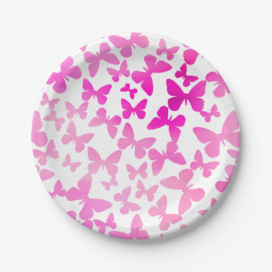 Butterfly Toss (Pink) Paper Plate
