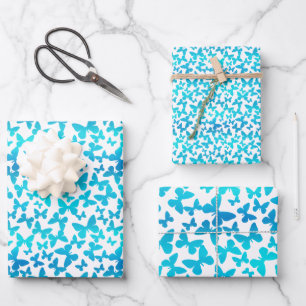 Butterfly Toss (Teal) Wrapping Paper Sheet