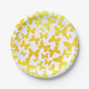Butterfly Toss (Yellow) Paper Plate