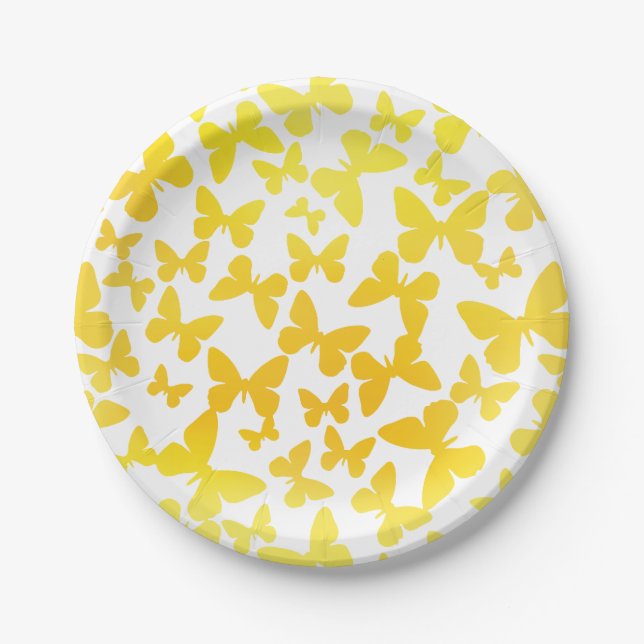 Butterfly Toss (Yellow) Paper Plate (Front)