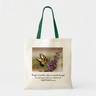 Butterfly Tote Bag w/ Ralph Waldo Emerson quote