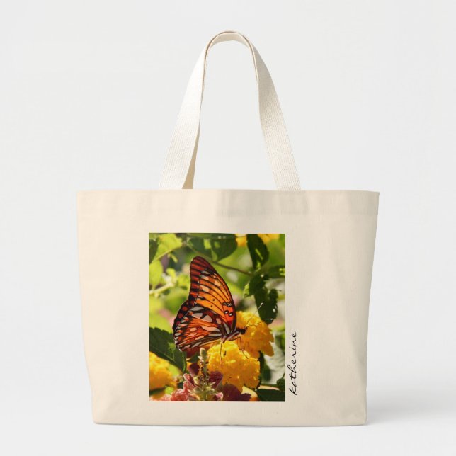 Butterfly Tote, Personalised with Name Large Tote Bag (Front)