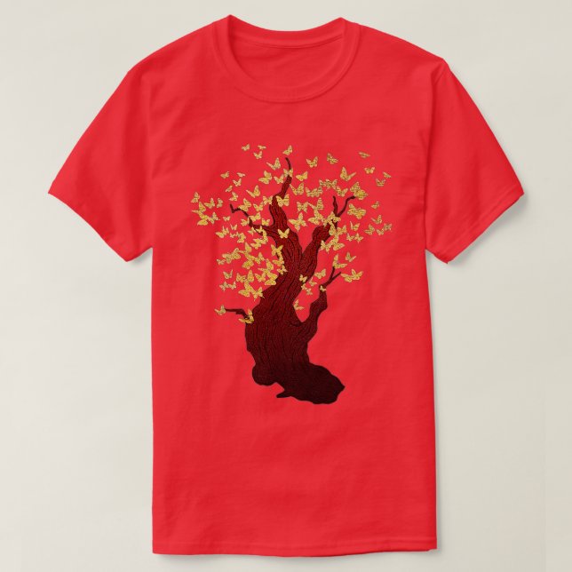 Butterfly Tree Beautiful Animal Butterflies Tree N T-Shirt (Design Front)