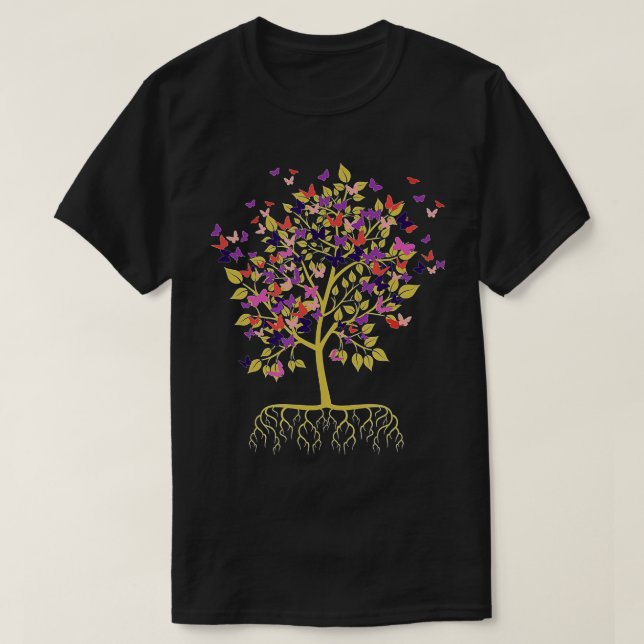 Butterfly Tree Beautiful Animal Butterflies Tree N T-Shirt (Design Front)