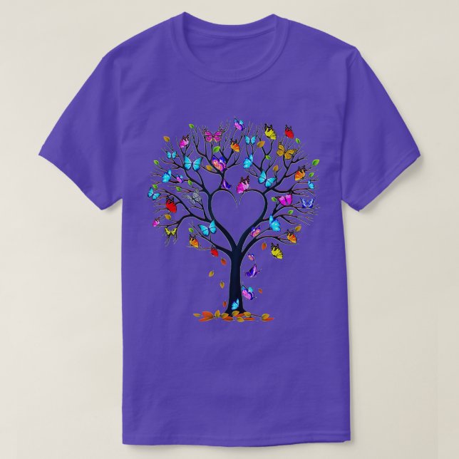 Butterfly Tree Beautiful Butterfly Heart  T-Shirt (Design Front)