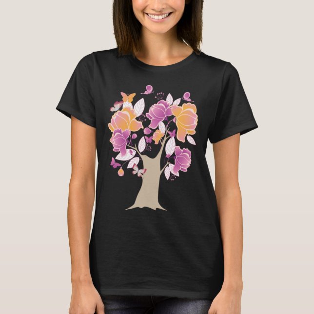 Butterfly Tree Beautiful Butterfly Tree Butterflie T-Shirt (Front)