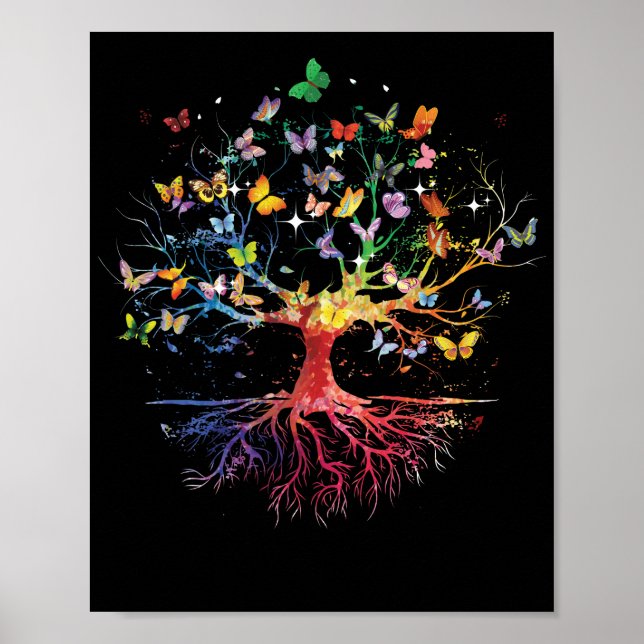 Butterfly Tree Beautiful  Insects Poster (Front)