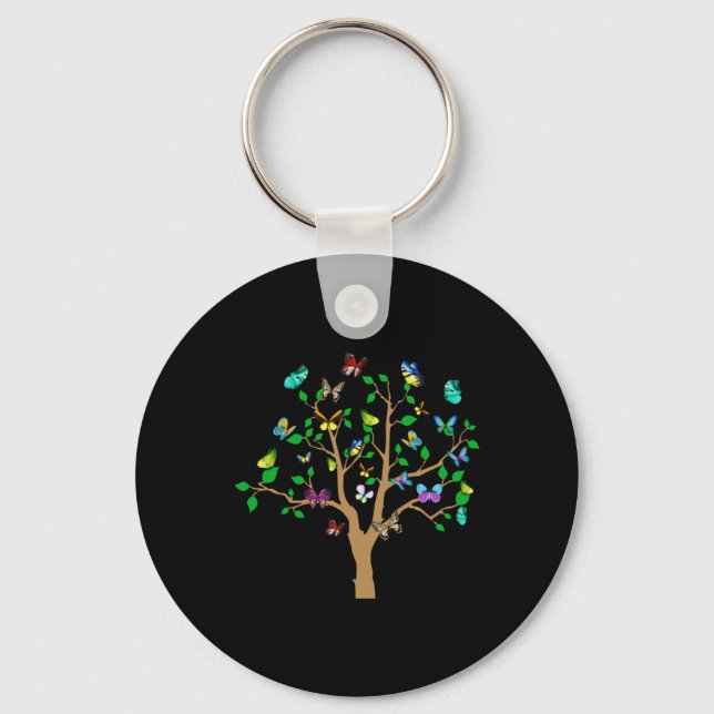 Butterfly Tree Beautiful Nature Design Sticker  Key Ring (Front)