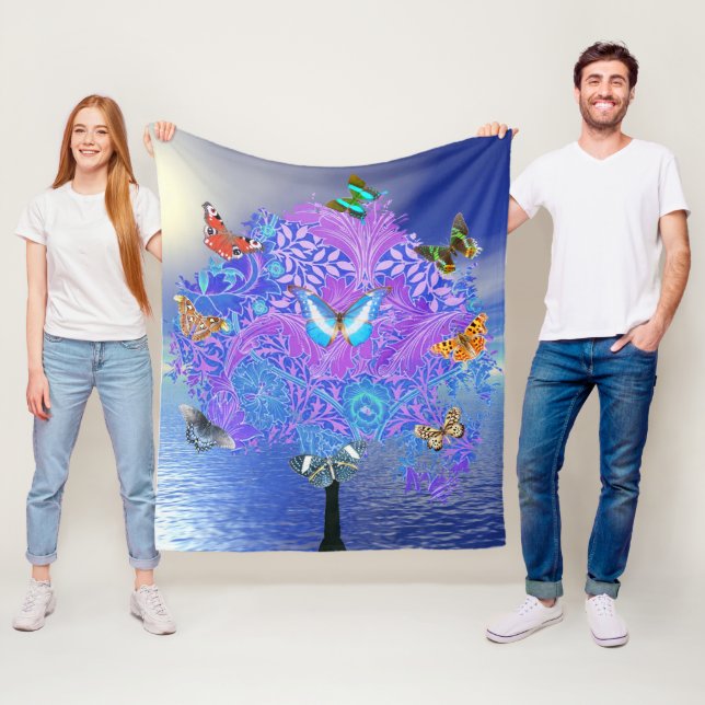 Butterfly Tree Fleece Blanket (In Situ)