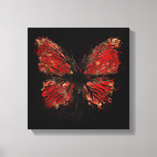 Butterfly Tree - Gold and Red Canvas Print