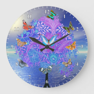 Butterfly Tree Large Clock