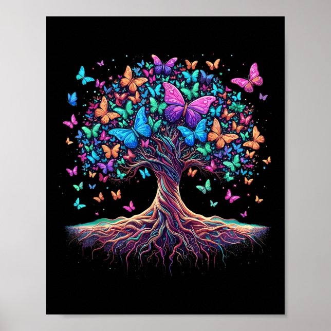 Butterfly Tree Nature  Poster (Front)