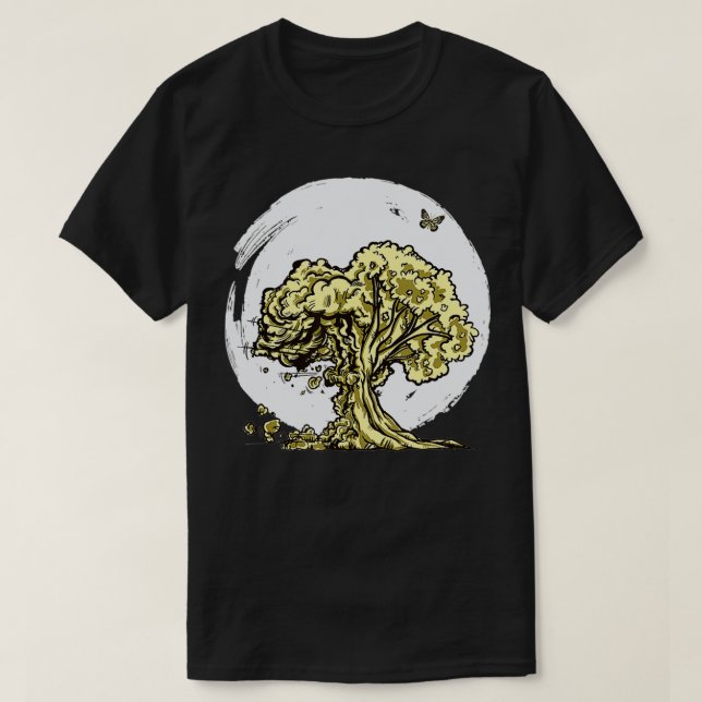 Butterfly Tree Summer Fashion With Moon T-Shirt (Design Front)