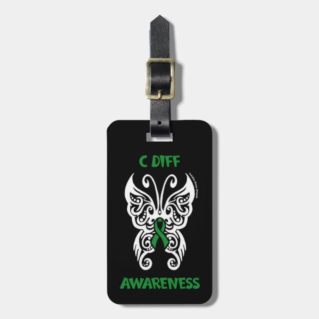 Butterfly/Tribal...C Diff Luggage Tag (Front Vertical)