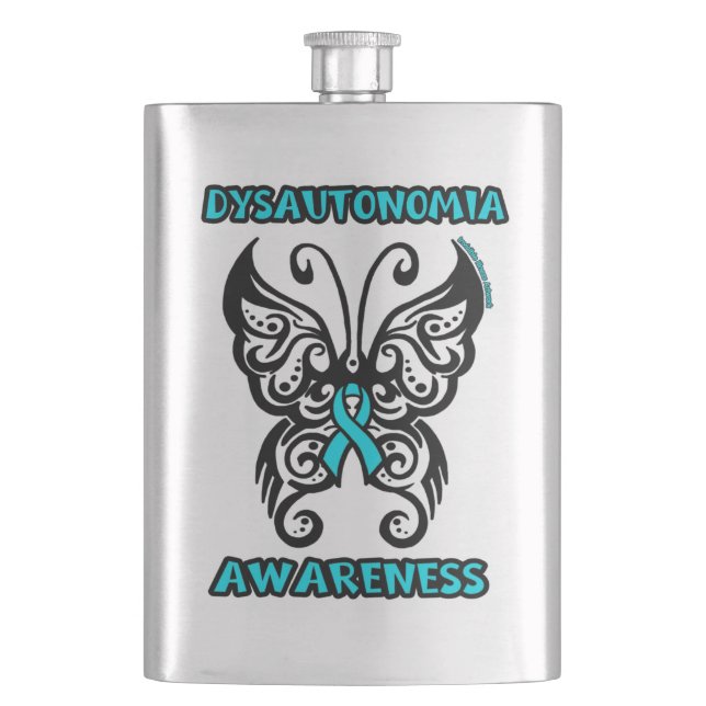 Butterfly/Tribal...Dysautonomia Hip Flask (Front)