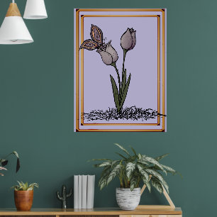 Butterfly Tulips Print, Poster