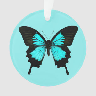 Butterfly - turquoise blue and black ornament