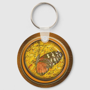 butterfly under glass key ring