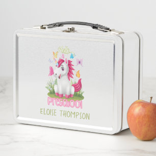 Butterfly Unicorn Preschool Back to School Metal Lunch Box