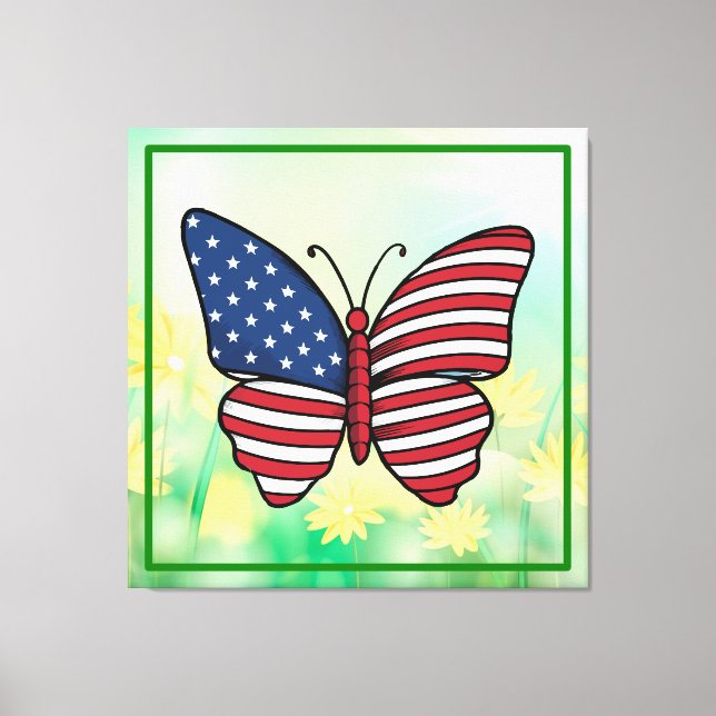 Butterfly USA Flag Sublimation-62614 Canvas Print (Front)