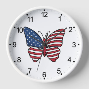 Butterfly USA Flag Sublimation-62614 Clock