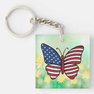Butterfly USA Flag Sublimation-62614 Key Ring