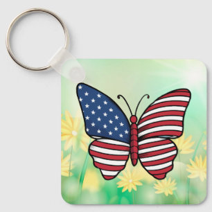 Butterfly USA Flag Sublimation-62614 Key Ring