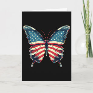 Butterfly Usa Flag Vintage Cute American 4th Of Ju Card