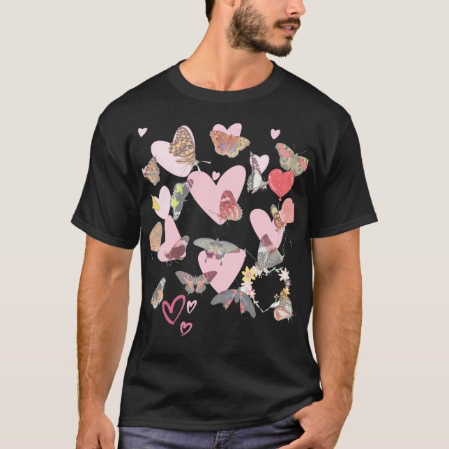 Butterfly Valentine's Day Heart Love  T-Shirt (Front)