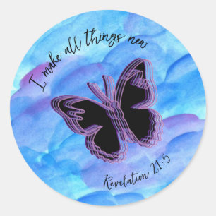 Butterfly Verse Sticker- Revelation 21:5 Classic Round Sticker