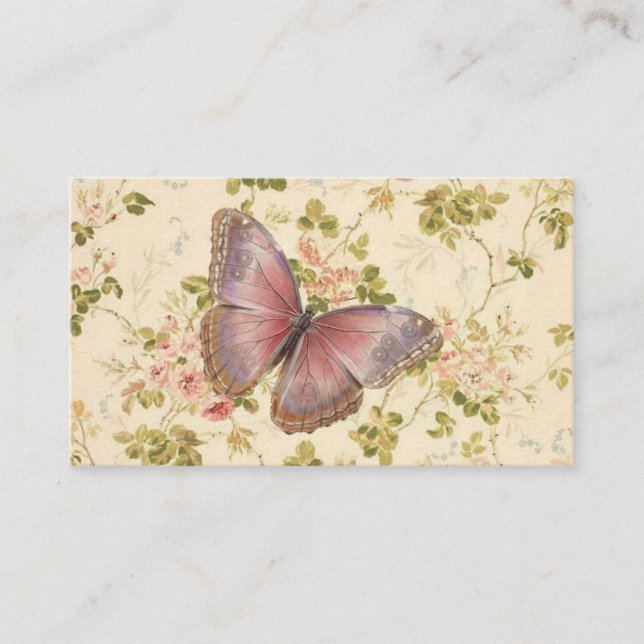 Butterfly & Vines Shabby Chic Customisable Cards (Front)