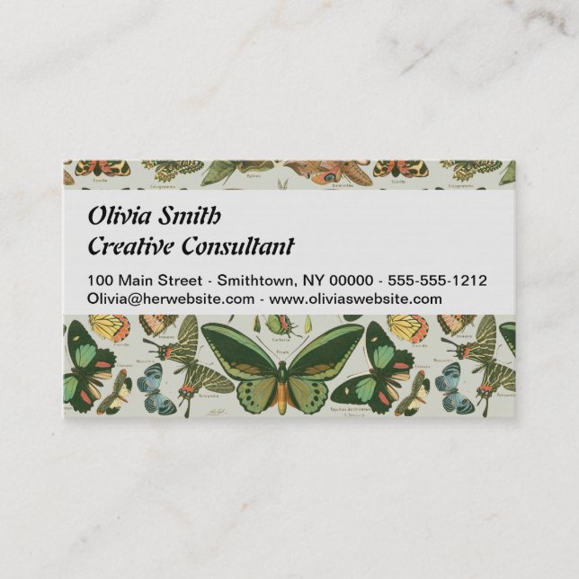 Butterfly Vintage Antique Butterflies Art Business Card (Front)