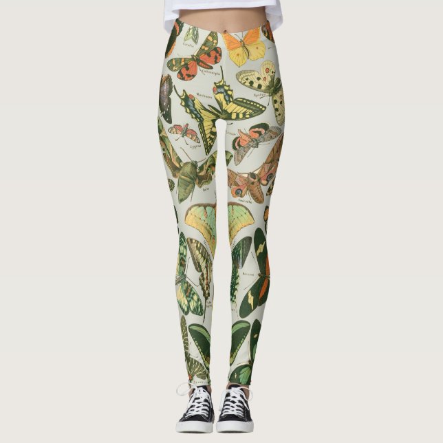 Butterfly Vintage Antique Butterflies Art Leggings (Front)